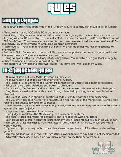 grand theft auto roleplay rules